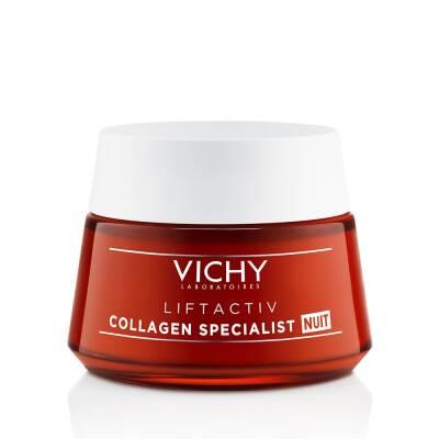 Vichy Liftactiv Collagen Specialist Anti-Aging Night Cream: Reduce Wrinkles &amp; Firm Skin with Hyaluronic Acid &amp; Vitamin C