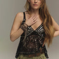 Sexy Durchsichtig Rückenfrei Versuchung Lässiger Trend Strass Camisole Strand Sonnenschutz Weste