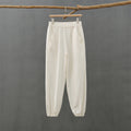 Frühjahr Sommer Baumwolle Leinen Damen Kleidung Retro Stonewashed Ramie Bambus Schnitt Freizeit Hose Damen Baumwolle Leinen Knickerbocker Yoga Hose