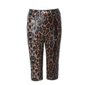 Trendy Sequin Model Sequin Women Leopard Print Stretch Shorts Elastic Waist Casual Shorts Women