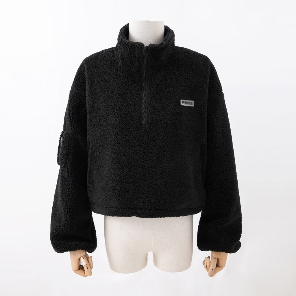Herbst Winter Damenbekleidung Kurzer Kordelzug Lockerer Sweatshirt Mantel