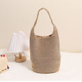 Lässige große Stroh-Schultertasche, tragbare Korbtasche, gewebte Tasche, Urlaub, Strandtasche, Damentasche
