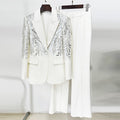 Heavy Industry Nail Pearl Embroidery Sequ Work Pant Two Piece Set