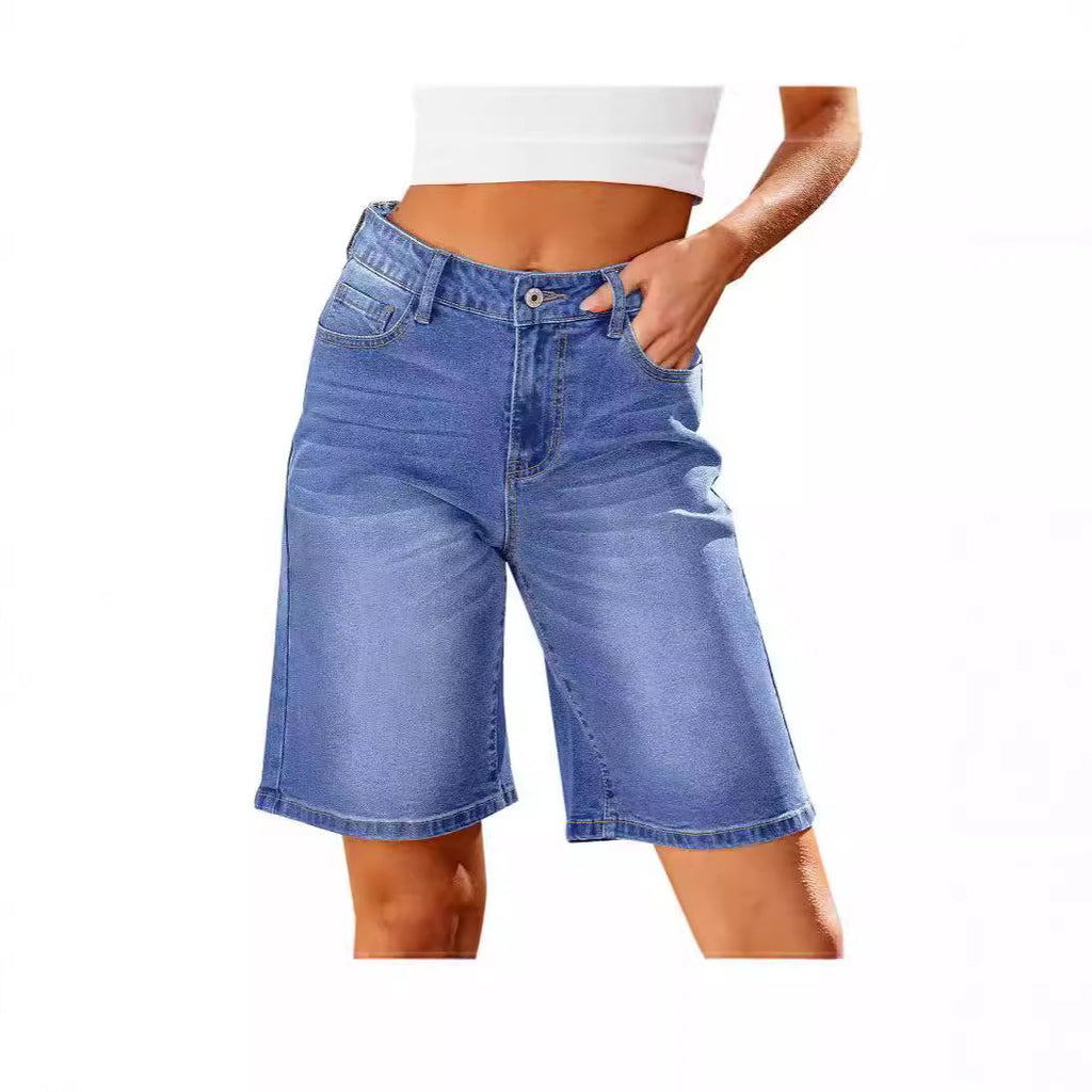 Women Slim Denim Middle Shorts