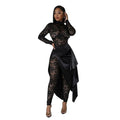Damen sexy Overall aus Spitze Kunstseide Rock Set