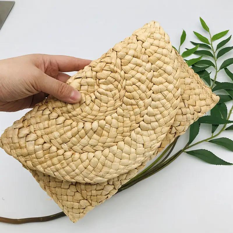 Corn Husk Straw Bag Clutch Women Large Capacity Clutch Hand-Woven Bag Mobile Phone Bag Coin Purse Japanese Korean by Wanita Store