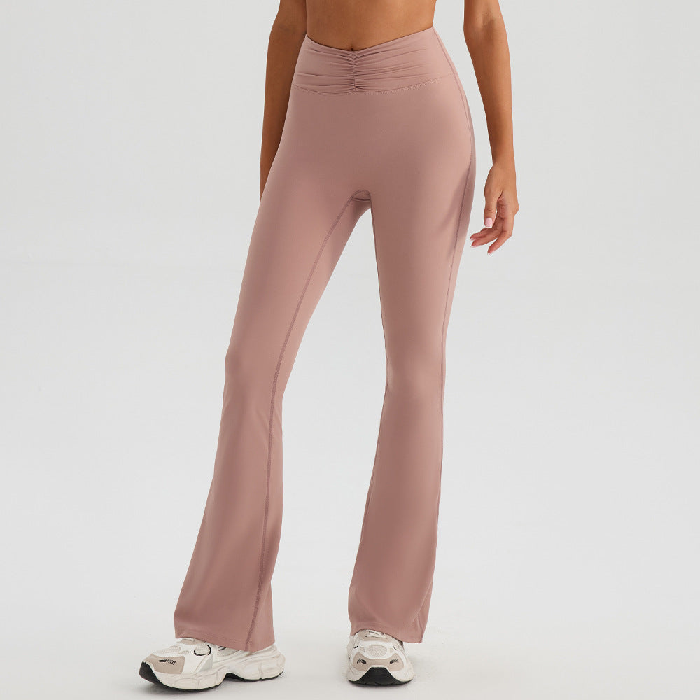 Nude Feel High Waist Hüftlifting Yoga Hose Schlaghose Lauf Fitness Hose Schlankmachende Enge Atmungsaktive Sporthose