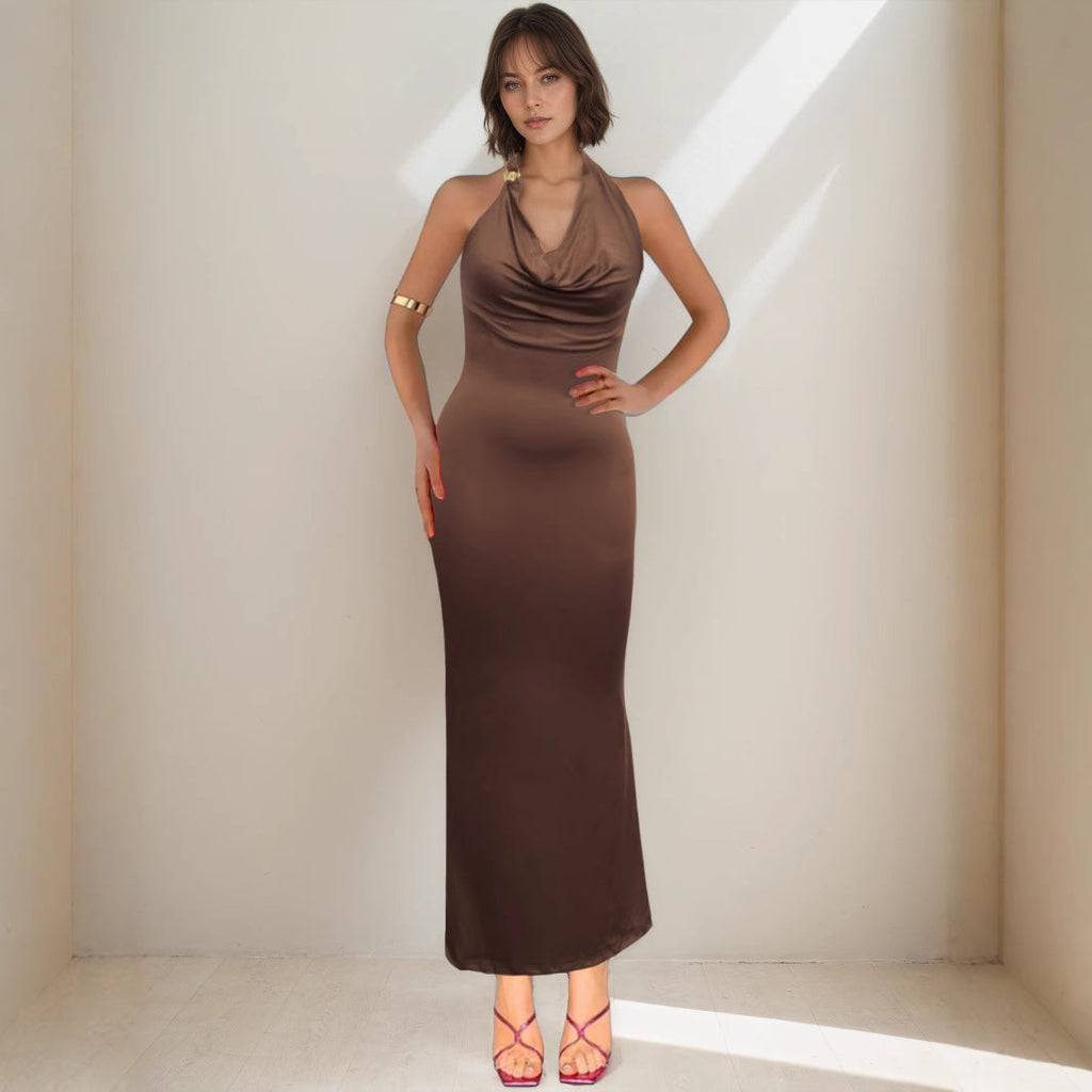 Elegantes V-Ausschnitt Neckholder-Kleid Damen Sommer Hochwertiges sexy Etuikleid
