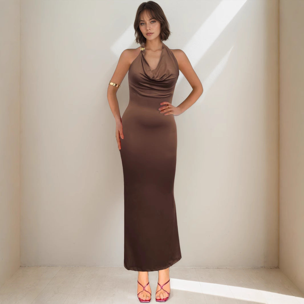 Elegantes V-Ausschnitt Neckholder-Kleid Damen Sommer Hochwertiges sexy Etuikleid