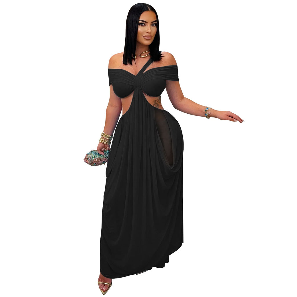 Damen sexy Bandeau-Kleid eng anliegend transparentes Mesh