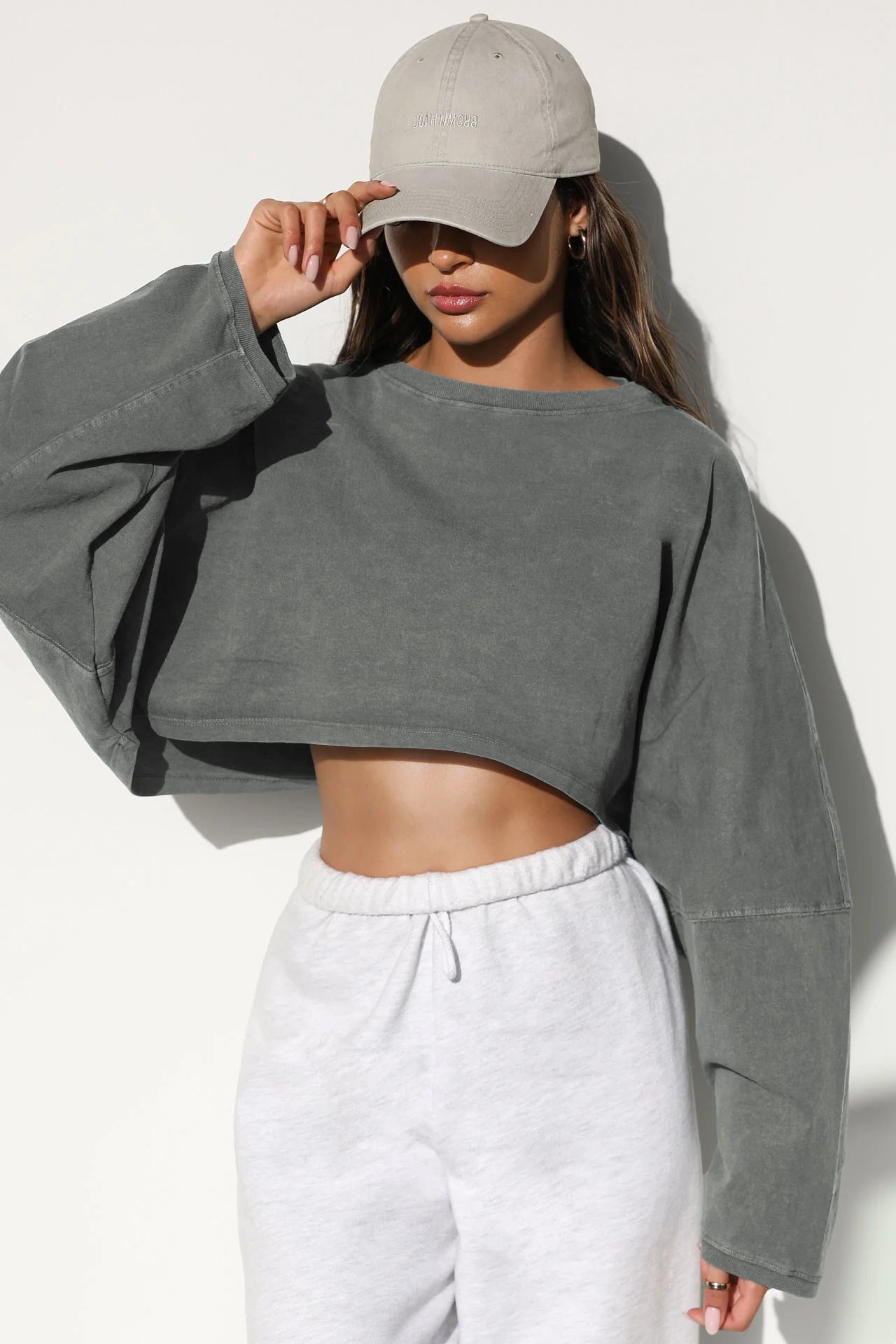 Beliebte Rundhals-Sweatshirt Damen Kleidung Kurze Sport Unterwäsche T-Shirt Strickwaren Langarm Oberteil