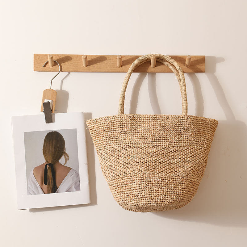 High Grade Raffia Portable Straw Weaved Bag Summer Large Capacity Tote Woven Bag Seaside Vacation Beach Bag