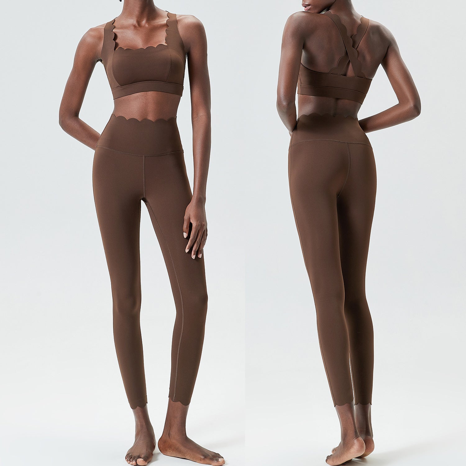 Small Wave Yoga-Anzug Suit Damen Enganliegender Sport-Fitness-Anzug Zweiteiliger Quick Dry Anzug