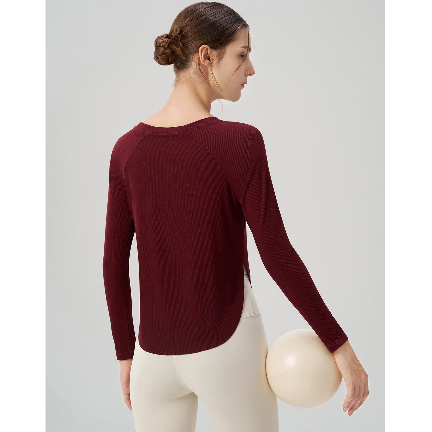 Herbst Nude-Feel Yoga-Kleidung Damen Locker Sexy schulterfrei Yoga Jacke Lässige Drape Sport Langarm Top