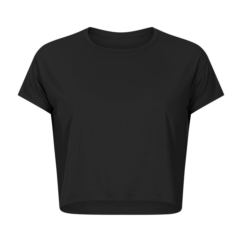 Sexy verkürztes Yoga T-Shirt für Damen, schnell trocknend, locker, atmungsaktiv, Outdoor-Sport-Trainingskleidung