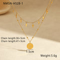 Retro Double Layer Twin Titanium Steel Necklace Cross Awn Star Round Brand Stainless Steel Necklace