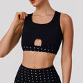 Polka Dot Yoga Bra Stitching Mesh Vest with Pad Beauty Back Push up Shockproof Sports Workout Underwear