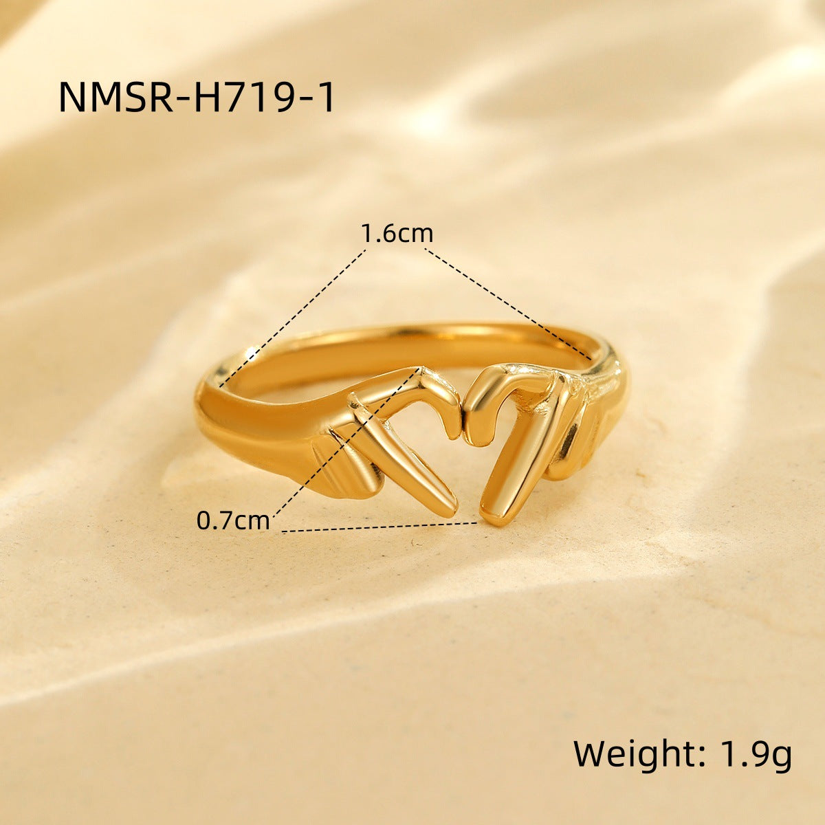 Valentine Day Double Hand Heart Ring Gift Love Heart Shaped Ring Ornament Open Adjustable Couple Ring