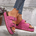 Thick Bottom Boken Rivet Slippers Women Outer Wear Metal Buckle Muffin Bottom Sandals