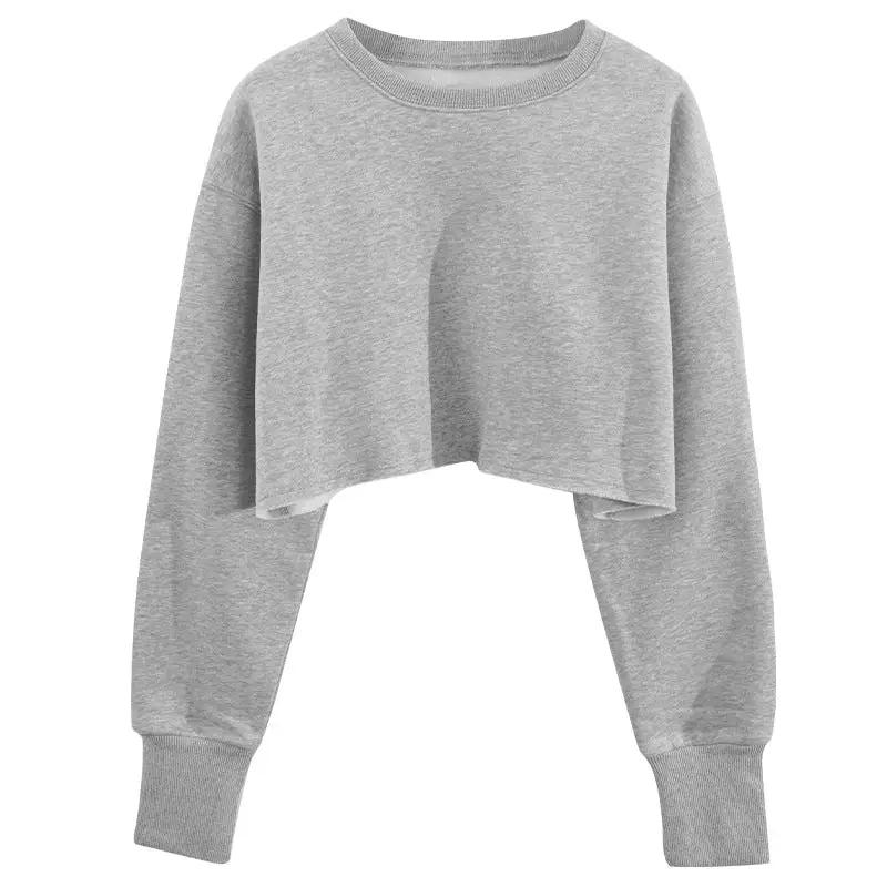 Cropped Cropped Hoodie Women Clothing Fleece Lined Pullover Long Sleeve Yoga Fitness Sports Coat by Wanita Store