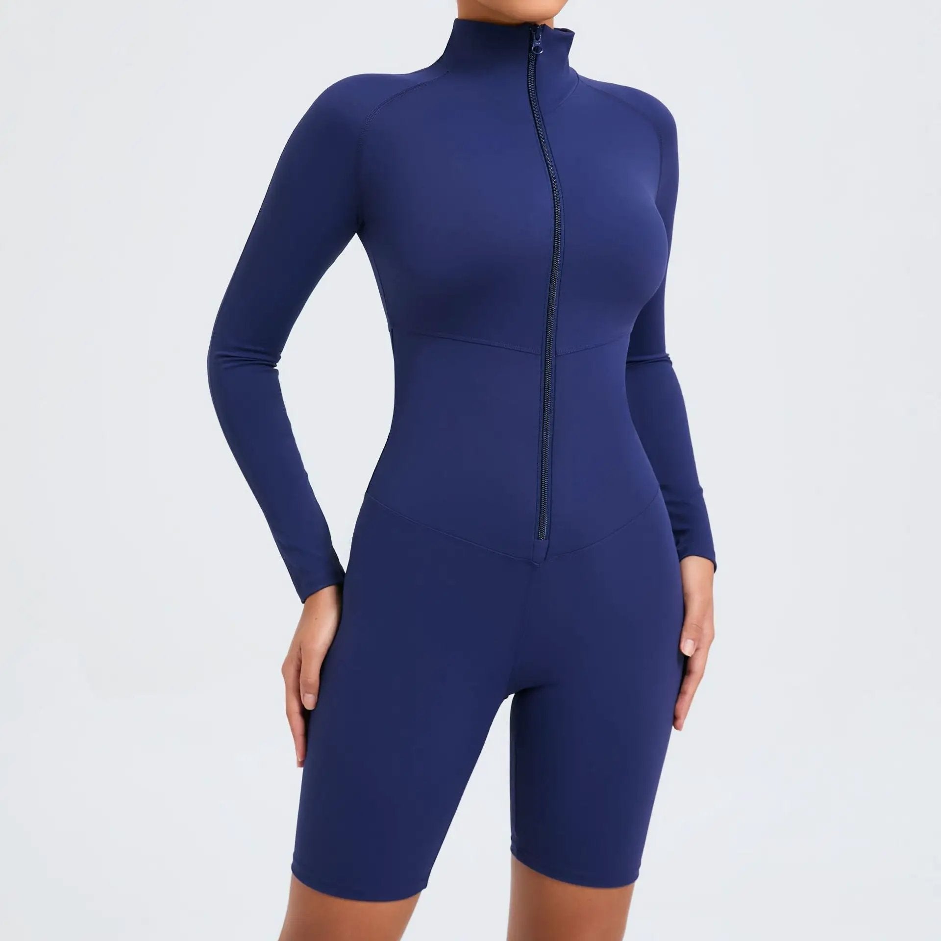 Belly Contracting Long Sleeve Zipper One Piece Dance Fitness Sports Jumpsuit Belly Contracting Close Fitting Yoga Clothes by Wanita Store