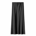 Satin Dress High Waist Drawstring Lace up Solid Skirt Women Clothing