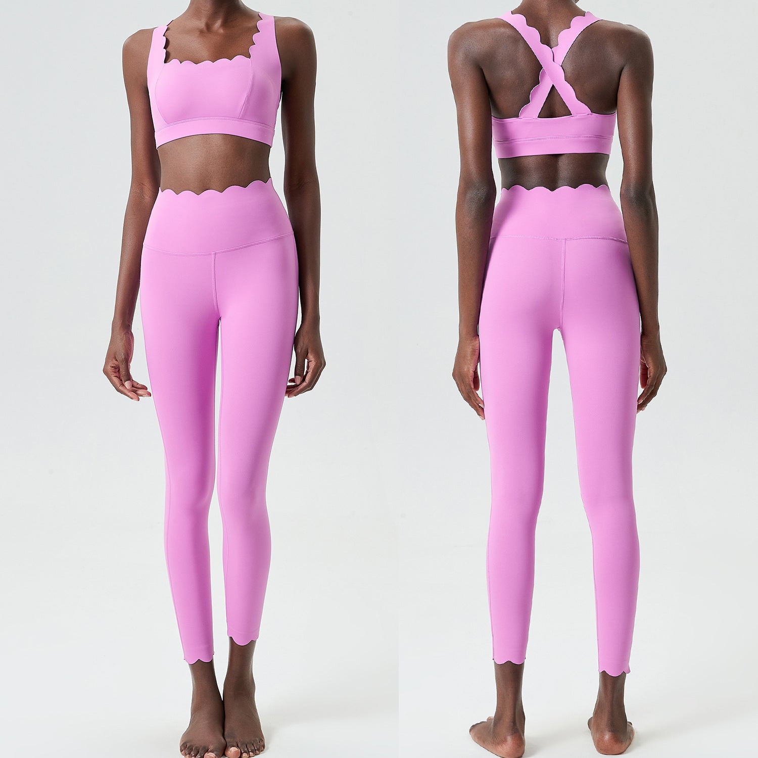 Small Wave Yoga-Anzug Suit Damen Enganliegender Sport-Fitness-Anzug Zweiteiliger Quick Dry Anzug