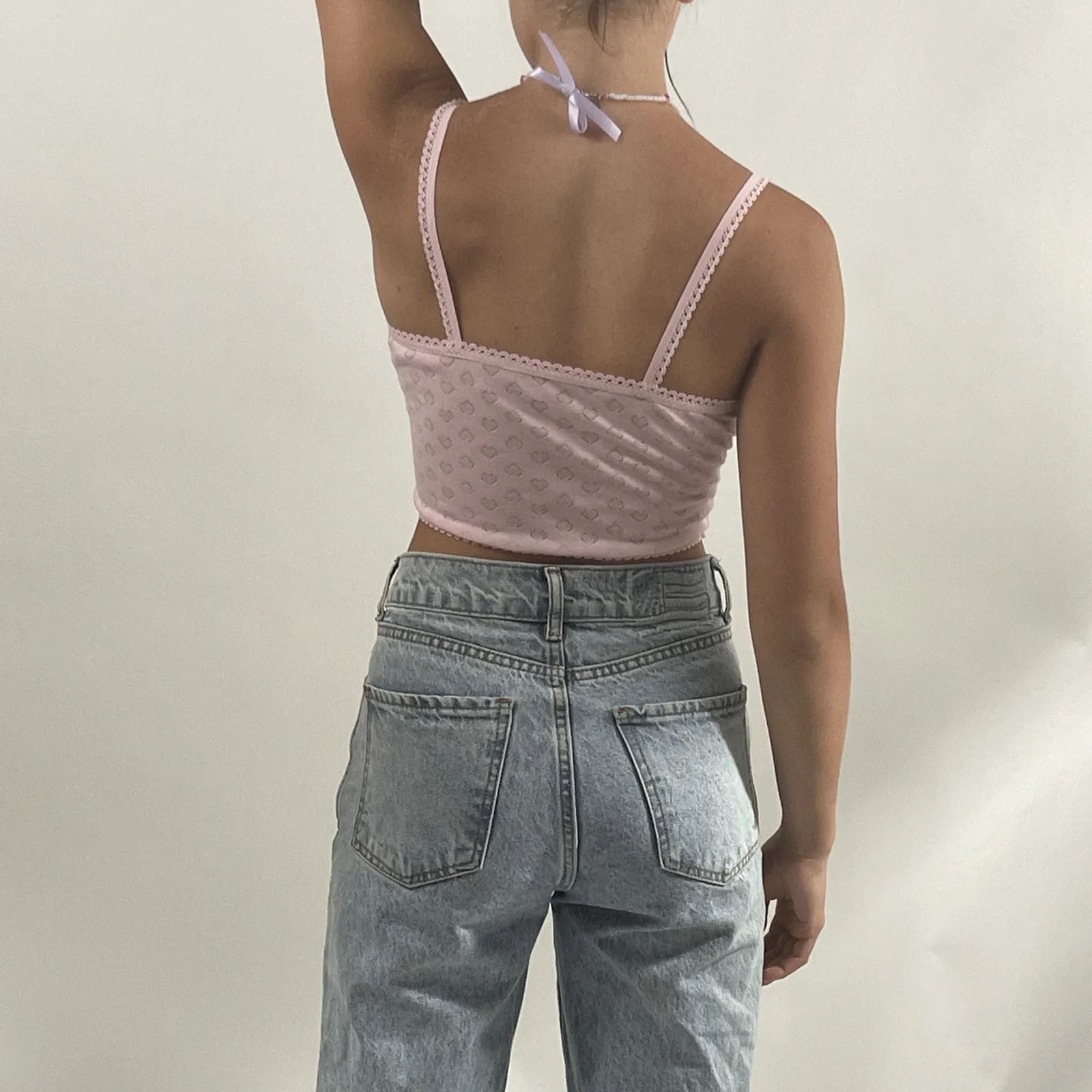 Summer Lace Stitching Small Sling Sexy V neck Base Vest Backless Short Top