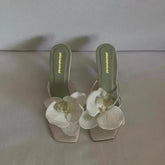 Trendy Travel Beach Sandals European and American Style 2026 New Floral Decoration Thong High-Heeled Sandals for Women Summer Outdoor Wear Fashion SHOPEZRA L.L.C.