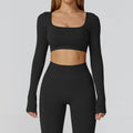 Sollinarry Slim Fit Seamless Yoga Clothes Hollow Out Cutout out Beauty Back Yoga Long Sleeve Women Sports Running Fitness Clothes