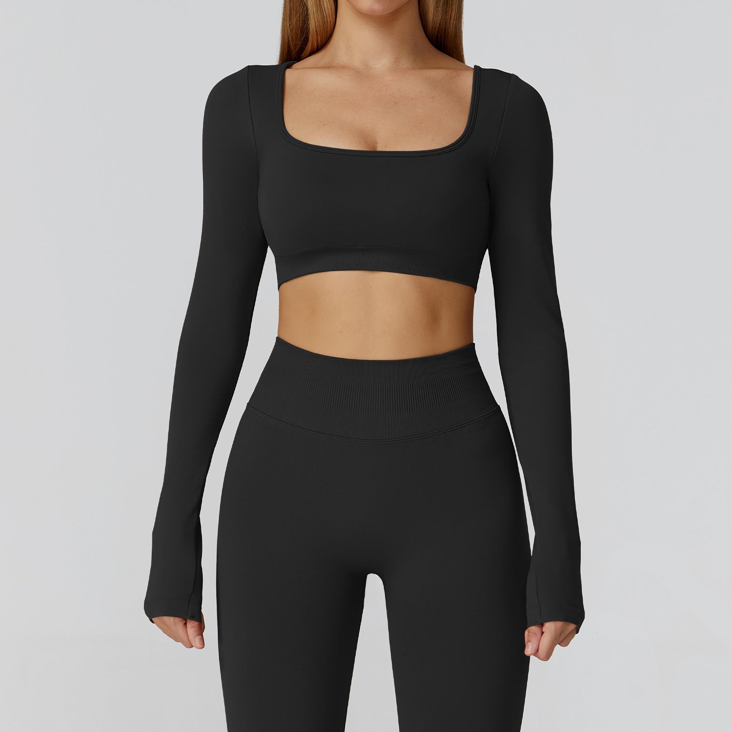 Sollinarry Slim Fit Seamless Yoga Clothes Hollow Out Cutout out Beauty Back Yoga Long Sleeve Women Sports Running Fitness Clothes
