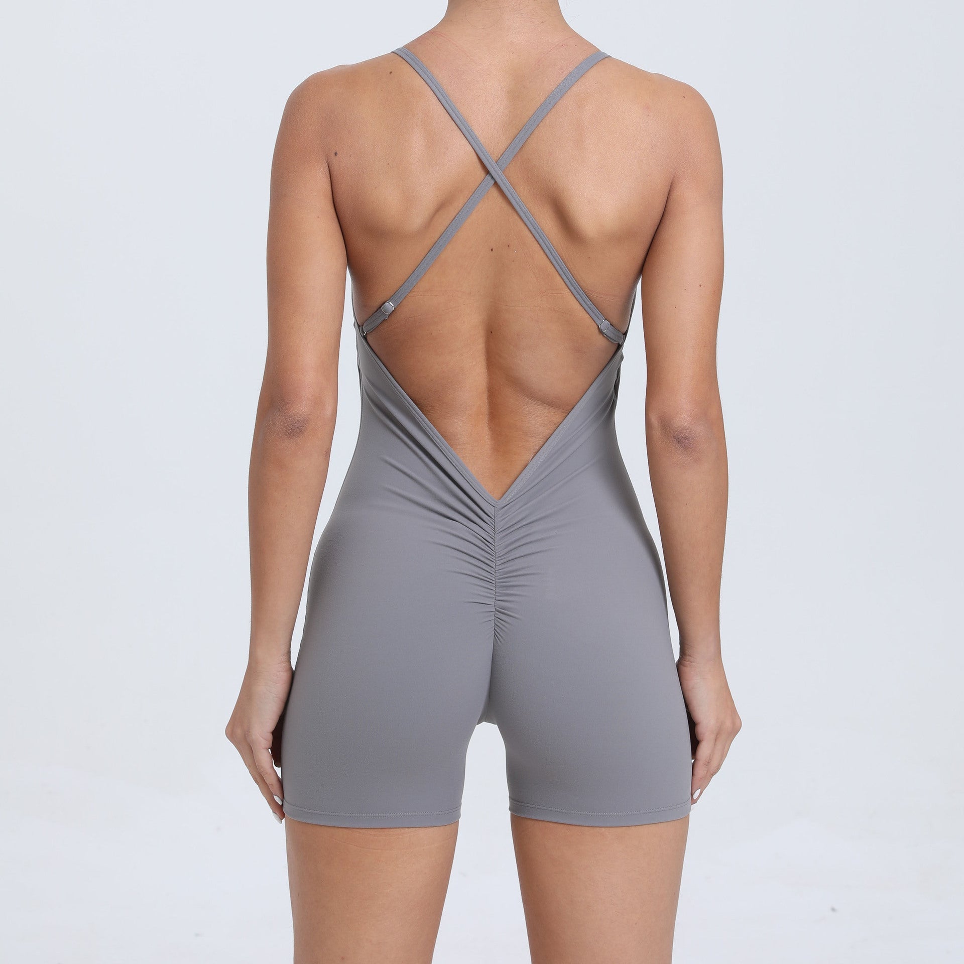 Schnelltrocknender Nude-Look Sport-Einteiler Beauty-Rücken Laufen Fitness Kleidung Enger Yoga-Jumpsuit