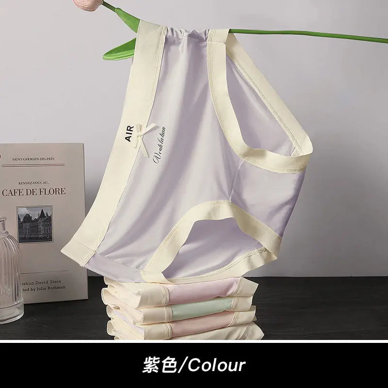 Ice Silk Seamless Underwear for Women 7A Antibacterial Cotton Inseam Summer Thin Mask Pants Nude Girl Mid-Waist Briefs SHOPEZRA L.L.C.