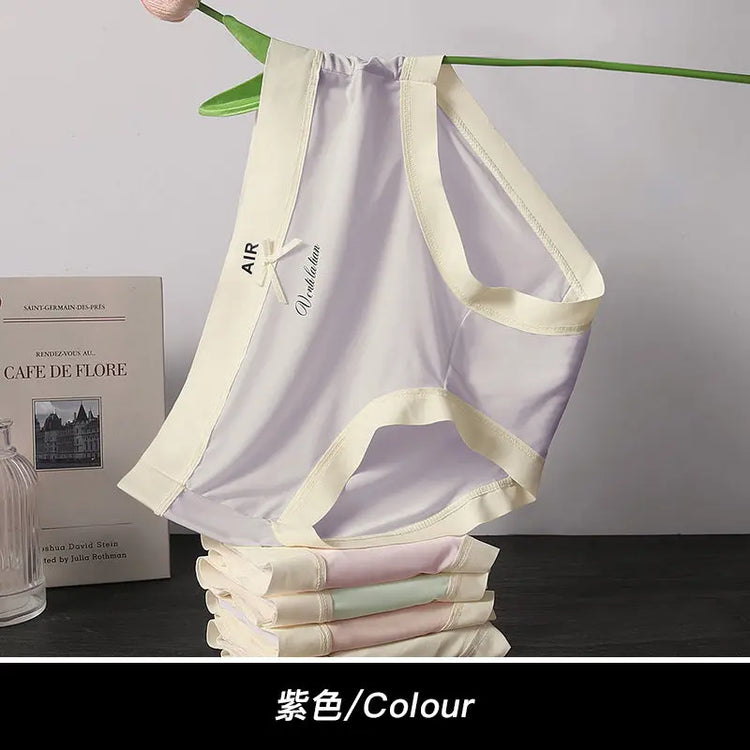 Ice Silk Seamless Underwear for Women 7A Antibacterial Cotton Inseam Summer Thin Mask Pants Nude Girl Mid-Waist Briefs SHOPEZRA L.L.C.