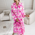 Women Clothing Dress Autumn Floral Print Slit Midi Dress Women Clothing