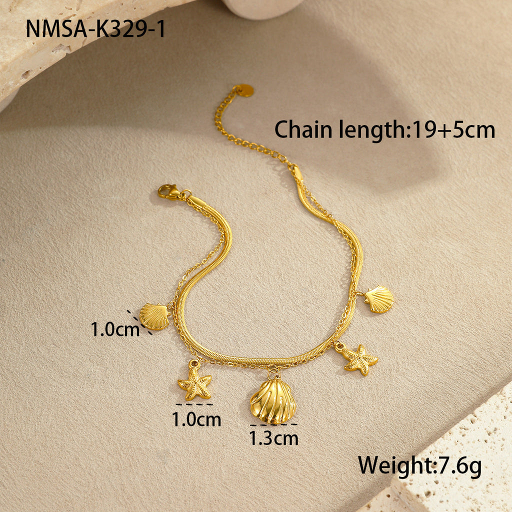Summer Ocean Stainless Steel Anklets Starfish Shell Love Niche Exquisite Foot Ornaments
