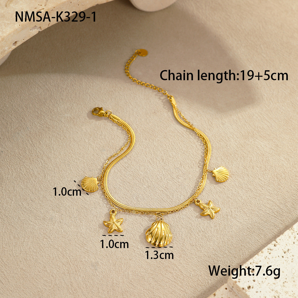 Summer Ocean Stainless Steel Anklets Starfish Shell Love Niche Exquisite Foot Ornaments