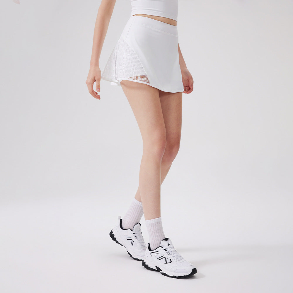Three Dimensional Mesh Exercise Skirt Nude Feel Yoga Skirts Comfortable Anti Emptied Pantskirt Breathable Hollow Out Cutout Skirt