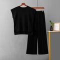 Lässiger Damen Sommer Einfarbig Ärmellos Weste Pullover Weite Hose Eisseide Sets
