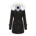 Herbst Winter Abnehmbarer Pelzkragen Damen Überwinden Langarm Kapuzen Baumwolle Gepolsterter Mantel Fleece Mantel Baumwolle Gepolsterter Mantel Damen