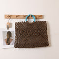 Runde Griff Tragbare Quadratische Strohtasche Sommer Hohl Ausgeschnittenes Muster Strohtasche Gewebte Tasche Damen Urlaub Meer Strandtasche