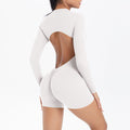 Hollow Out Cutout Beauty Back Half Open Zipper One Piece Peach Hip Sports Fitness Bare Back Jumpsuit Yoga Clothes Women
