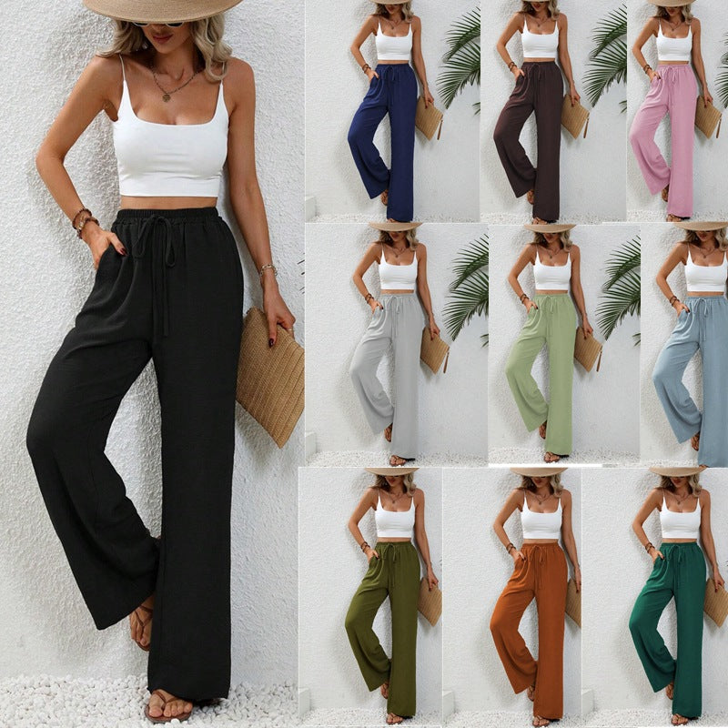 Damenbekleidung Frühling Sommer Einfarbige Mop-Hose mit weitem Bein Freizeit-Hose