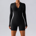 Langarm Reißverschluss Einteiler Tanz Training Fitness Sport Overall Sexy Eng Anliegende Yoga Kleidung Damen