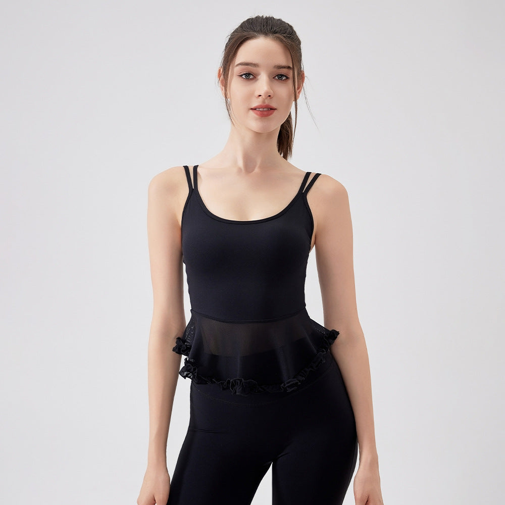 Air Sense Spun Yarn Beauty Back Lace Yoga Weste mit Brustpolster Pilates Workout BH Sportunterwäsche für Damen
