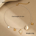 Marine Elements Stainless Steel Imitation Pearl Necklace Conch Clavicle Chain
