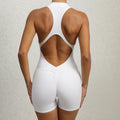 Non-Woven Enge Sporthose mit Reißverschluss Yoga-Hose Pfirsichpo Einteiliger schnelltrocknender plissierter Fitness-Jumpsuit