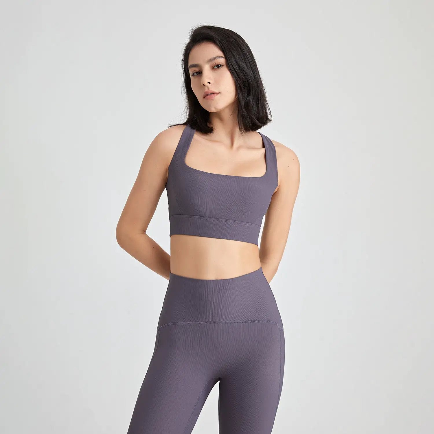 Cross Back U Neck Shockproof Sports Underwear Women Nude Feel Vest Push up Fitness Yoga Wear Bra by Wanita Store