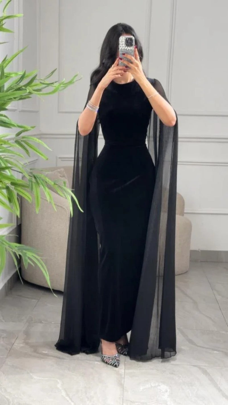 Herbst Winter Damenbekleidung Naher Osten Samt Scheide Ärmel Kleid