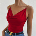 Sexy Red Slip Vest Women Summer Slim Fit Slimming Pleated Waist Tight Short Strapless Tops Outerwear